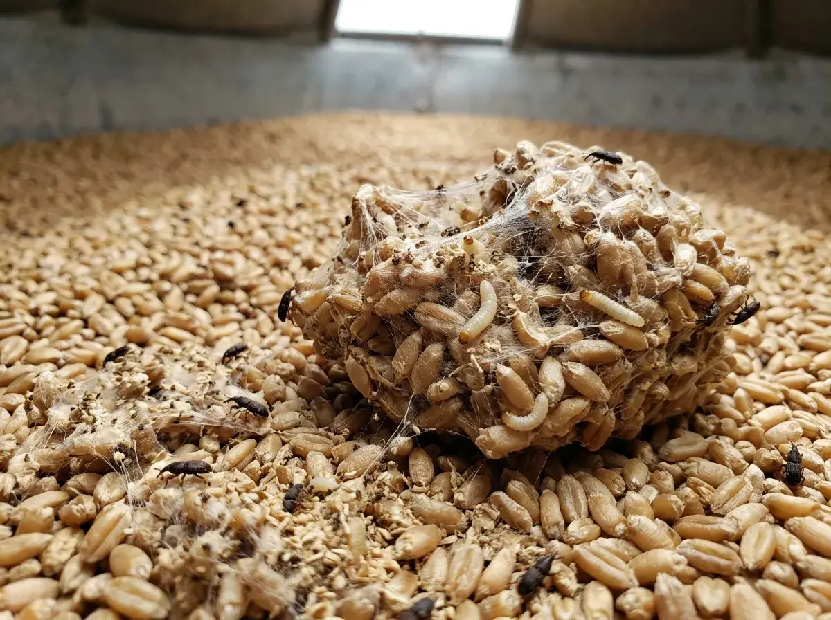 Webbing and clumped-together grain