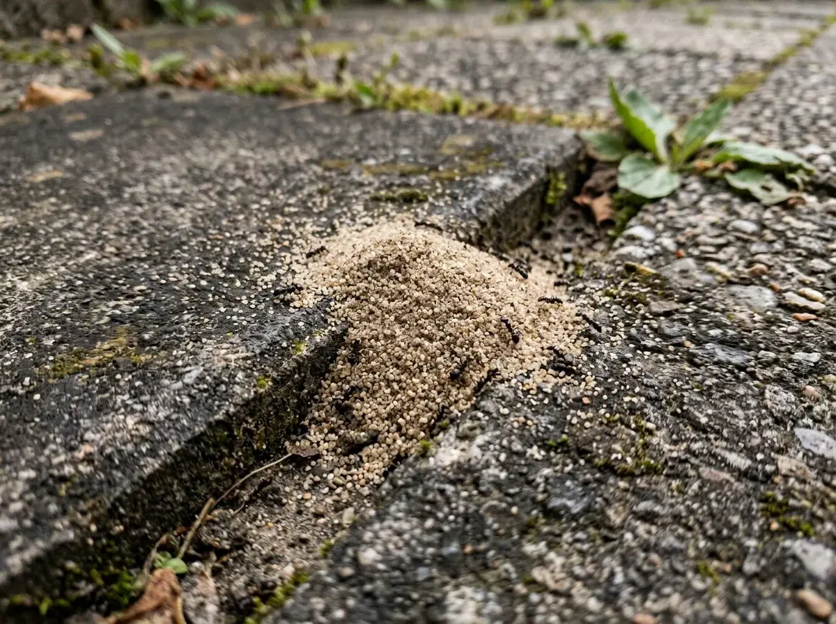 Fine sand piles in paving joints